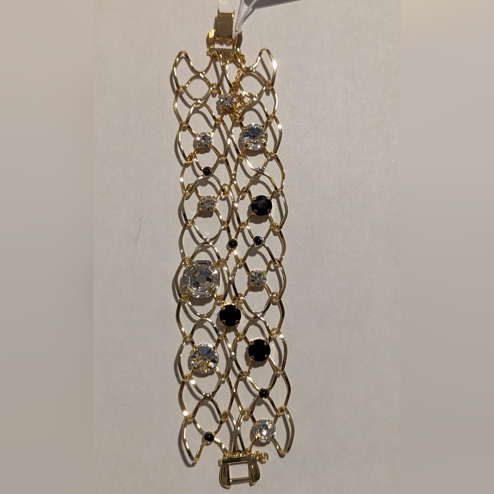 Sorrelli Gold Bracelet with Black and Crystal Accent Stones
